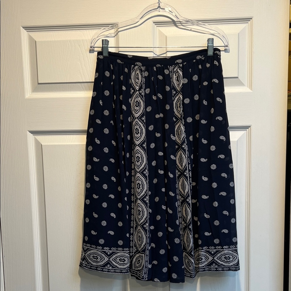 Navy Blue Bandana Patterned Women's Skirt